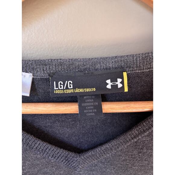 Under Armour Men’s Golf Performance Sweater V-neck Dark Gray 100% Wool Large - Picture 3 of 6